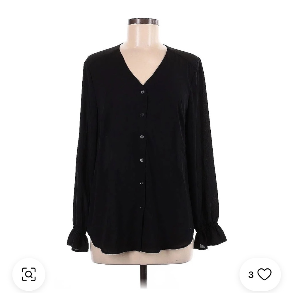 Long sleeve blouse V neck button down